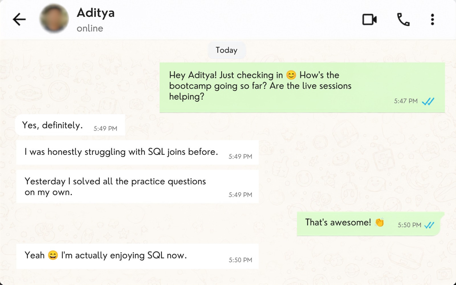 Learner testimonial 1